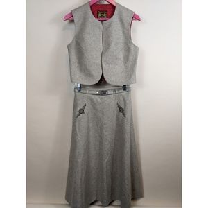 Vintage Julius Lang Austrian German Trachten Dirndl Loden Vest and Skirt